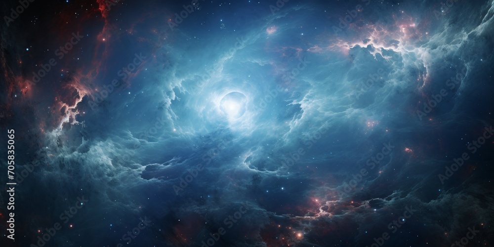 Poster a beautiful space nebula with a hole in the center generative ai
