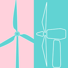 Two Pane Wind Turbine with Miami Art Deco Palette - obrazy, fototapety, plakaty