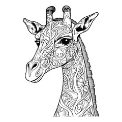 Giraffe zentangle illustration coloring page - coloring book