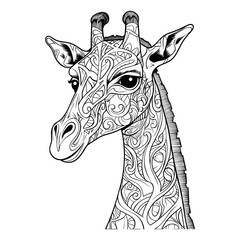 Giraffe zentangle illustration coloring page - coloring book © naina