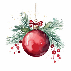 Watercolor vector illustration of a Christmas balls