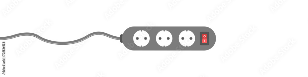 Poster extension cord vector icon. multi-socket adapter. many connectors for electrical appliances. electri