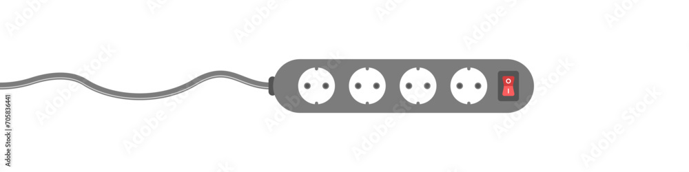 Poster extension cord vector icon. multi-socket adapter. many connectors for electrical appliances. electri