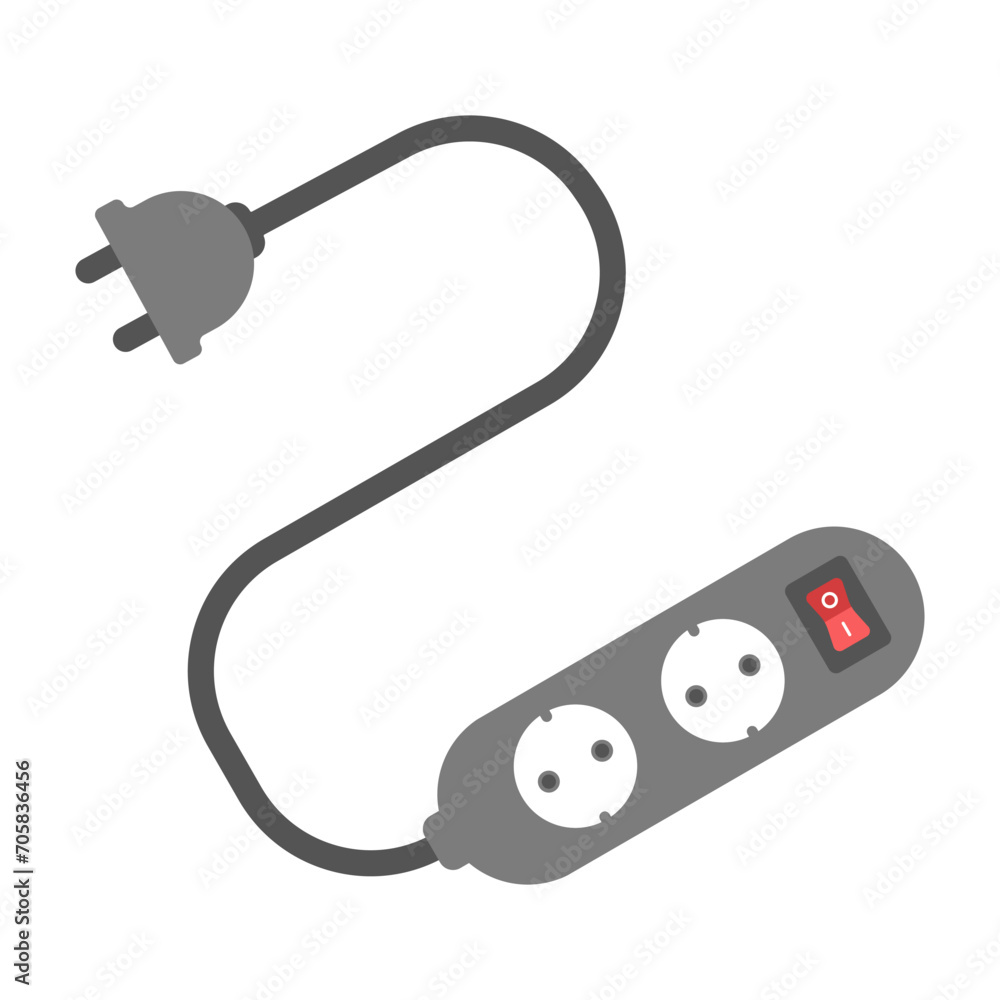 Poster extension cord vector icon. multi-socket adapter. many connectors for electrical appliances. electri