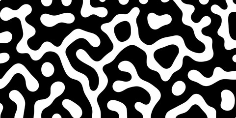 Abstract Turing organic wallpaper with background. Turing reaction diffusion monochrome seamless pattern with chaotic motion. Natural seamless line pattern. Linear design with biological shapes.