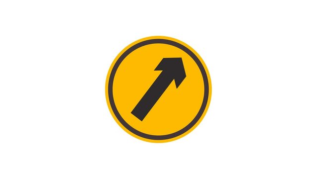 Animated 2d Road arrows sign symbol icon animation video footage. 4K transperancy Background.