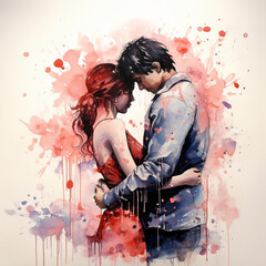 Love-themed watercolor splashes