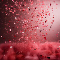 Red and pink confetti - obrazy, fototapety, plakaty