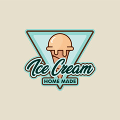 ice cream logo vector emblem illustration template icon graphic design. food frozen gelato sign or symbol for shop business with badge cartoon style concept