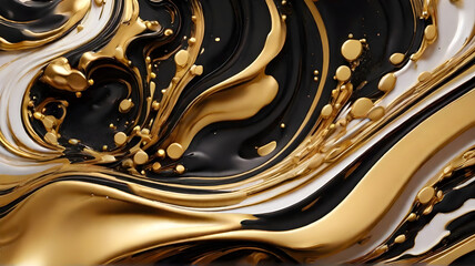 Luxury gold and black liquid background dynamic flow wave