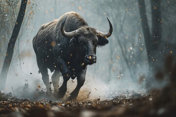 Nature's Power: Explore the Wilderness through Amazing Photography of a Majestic Buffalo in Action, Reflecting the Untamed Strength and Beauty of the Wild.  