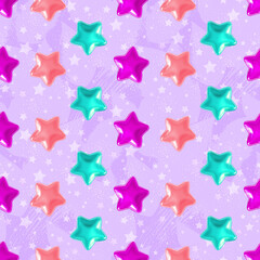 Seamless purple pattern with stars