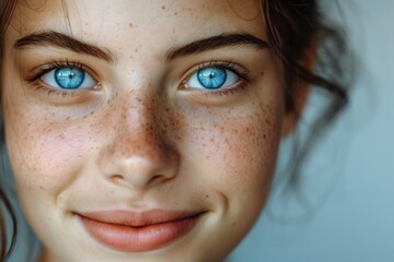 Captivating Blue Eyes On A Cheerful Girl