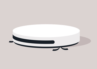 A spherical, wireless vacuum cleaner in a sleek white design, equipped with brushes and smart technology, serving as an indispensable helper in a modern smart home