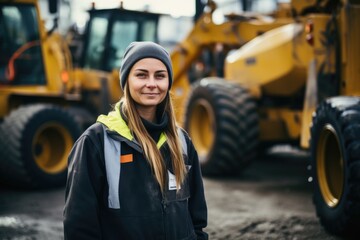 Smiling portrait of a female construction worker