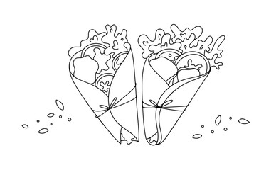 Shawarma. Food. Pita. Meat. Vegetables.