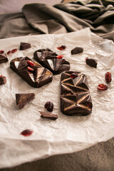 Mini dark chocolate bars with cranberries