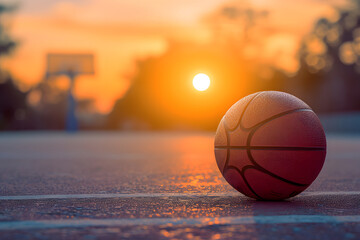 Basketballzauber am Boden: Ein Ball ruht auf dem Spielfeld und erwartet den nächsten dynamischen Wurf im Wettkampfgeschehen