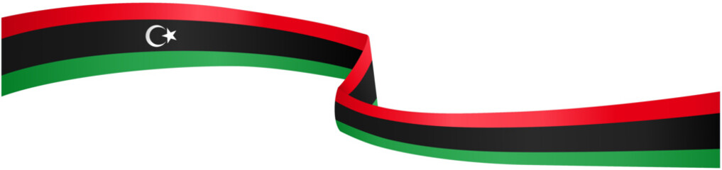 Libya flag wave isolated on png or transparent background vector illustration.
