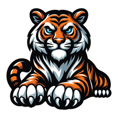 cartoon tiger mascot character design vector, logo template isolated on white background