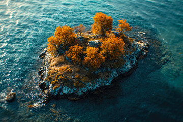 Aerial Splendor: Heart-shaped Isle in Fall