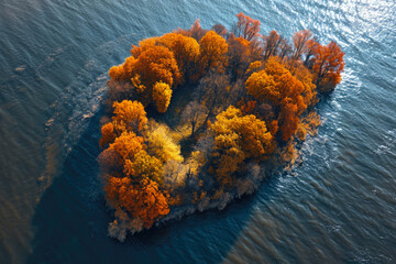 Autumn's Embrace: Heart Island Aerial