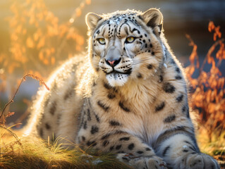 Obraz premium Portrait of a majestic snowleopard in his natural habitat