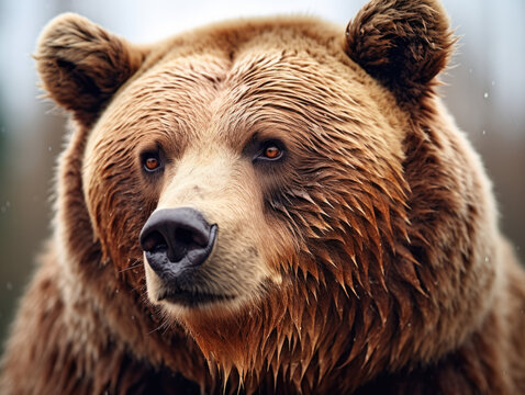 Closeup Portrait of a Wild brown bear