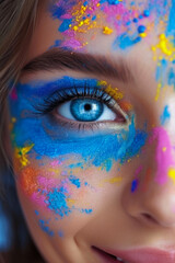 Vibrantly Painted Woman with Radiant Smile