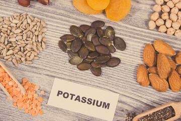 Healthy nutritious ingredients containing natural potassium, vitamin K and minerals