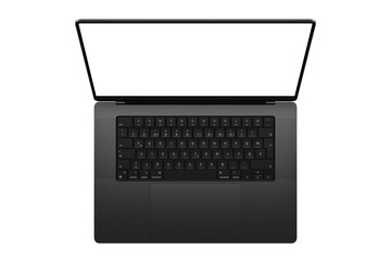 Laptop with blank screen isolated on transparent or white background