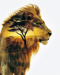 Twilight of the King: A Lion's Double Exposure Portrait