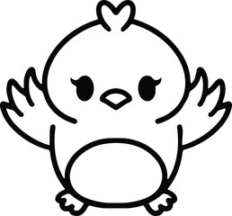 cute bird simple line drawing
