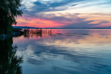 Fototapeta premium The Great Russian Volga River and its banks.