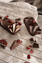 Mini dark chocolate bars with cranberries