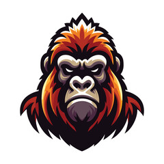 gorilla ape monkey head mascot design logo vector illustration isolated on white background