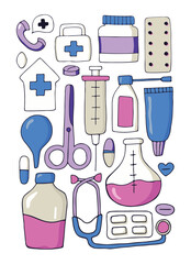 Water drops of different shapes, splashes set. Liquid droplets isolated on white background. Vector illustration.