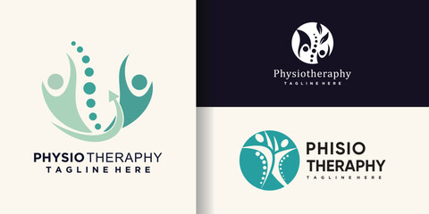 Physiotheraphy logo design bundle with creative concept Premium Vector