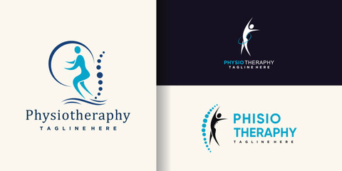 Physiotheraphy logo design bundle with creative concept Premium Vector