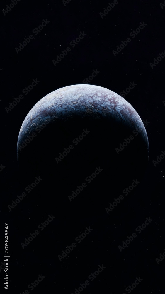 Wall mural an eclipse seen from space with a dark background and stars