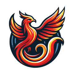 Obraz premium Flying Phoenix Fire Bird abstract Logo design vector illustration. Dove Eagle Logotype concept icon isolated on white background