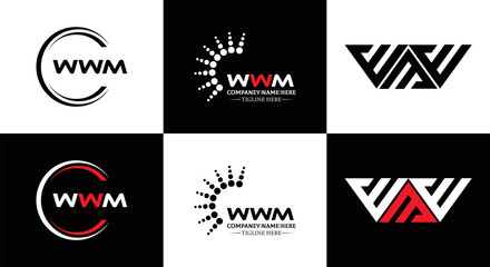 WWM logo. W W M design. White WWM letter. WWM, W W M letter logo design. Initial letter WWM letter logo set, linked circle uppercase monogram logo. W W M letter logo vector design.	
