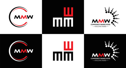 MMW logo. M M W design. White MMW letter. MMW, M M W letter logo design. Initial letter MMW letter logo set, linked circle uppercase monogram logo. M M W letter logo vector design.	
