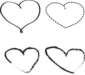 set of doodle paint hearts