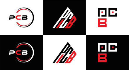 PCB logo. P C B design. White PCB letter. PCB, P C B letter logo design. Initial letter PCB letter logo set, linked circle uppercase monogram logo. P C B letter logo vector design.	

