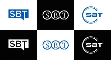 SBT logo. S B T design. White SBT letter. SBT, S B T letter logo design. Initial letter SBT letter logo set, linked circle uppercase monogram logo. S B T letter logo vector design.	
