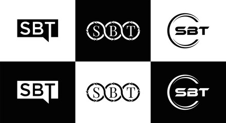 SBT logo. S B T design. White SBT letter. SBT, S B T letter logo design. Initial letter SBT letter logo set, linked circle uppercase monogram logo. S B T letter logo vector design.	
 - obrazy, fototapety, plakaty