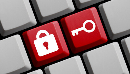 Datensicherheit im Internet - Tastatur mit Schloss und Schlüssel