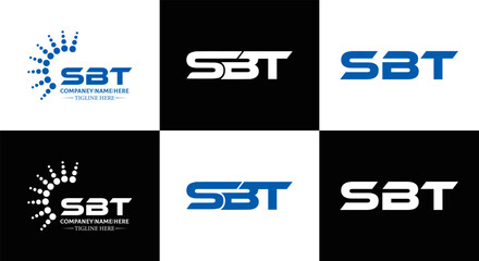 SBT logo. S B T design. White SBT letter. SBT, S B T letter logo design. Initial letter SBT letter logo set, linked circle uppercase monogram logo. S B T letter logo vector design.	
