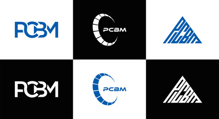 PCBM logo. P C B M design. White PCBM letter. PCBM, P C B M letter logo design. Initial letter PCBM letter logo set, linked circle uppercase monogram logo. P C B M letter logo vector design.	
